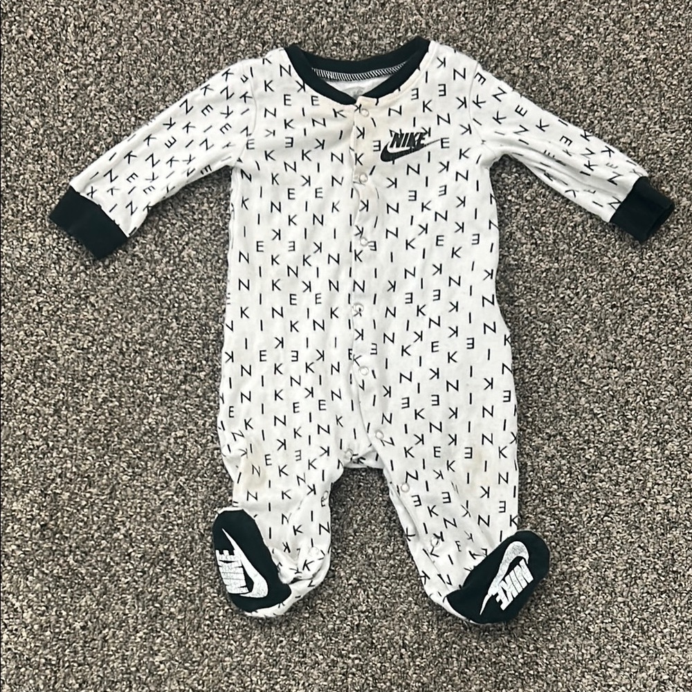 Nike Black and White Footies One Piece with Built-in Feet